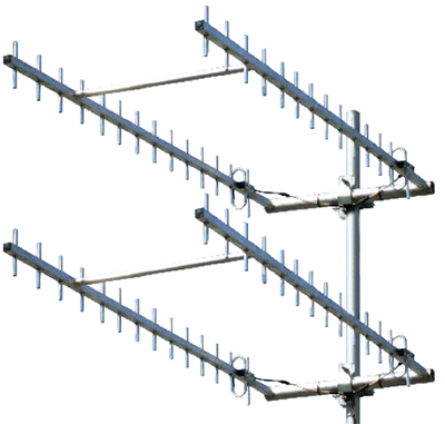 UHF/ISM900 15 element 4 x UHF Yagi quad array, 700-960MHz, specify 60MHz, 20dBd – 1.85m